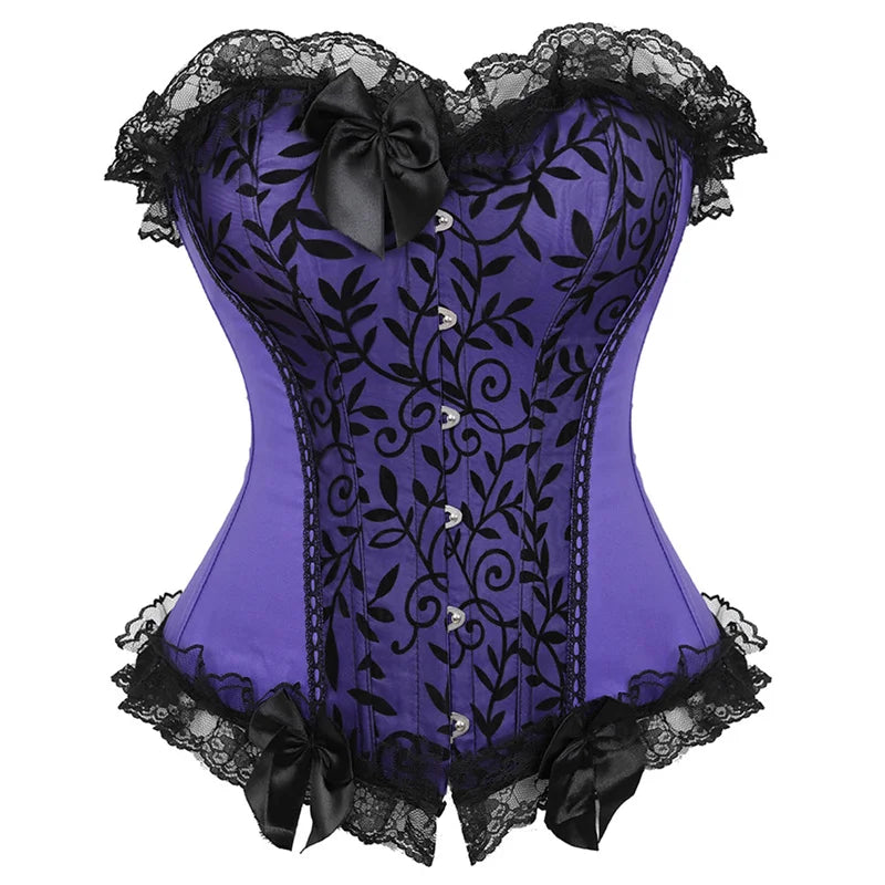 Corset vintage à lacets Overbust avec bustier en strass et satin disponible en grandes tailles