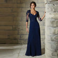 Superbes Robes Mères en Dentelle Champagne 2024 Robes de Mère de la Mariée Cœur Avec Manches 3/4 Robes de Soirée de Mariage Dos Nu