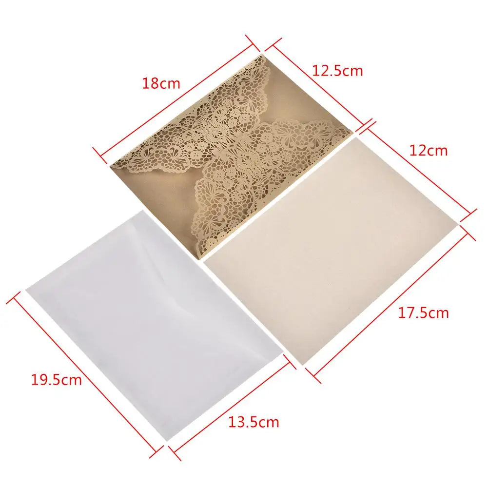 10pcs Faire-part de mariage en dentelle sculptée élégante de style européen Cartes de vœux Fournitures de fête Dropship