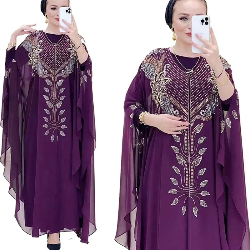 Liu Ming Wholesale Luxury Women Kaftan Islam Kimono Robe Caftan Ramadan Dubai Evening Gown Abayas Muslim Dress