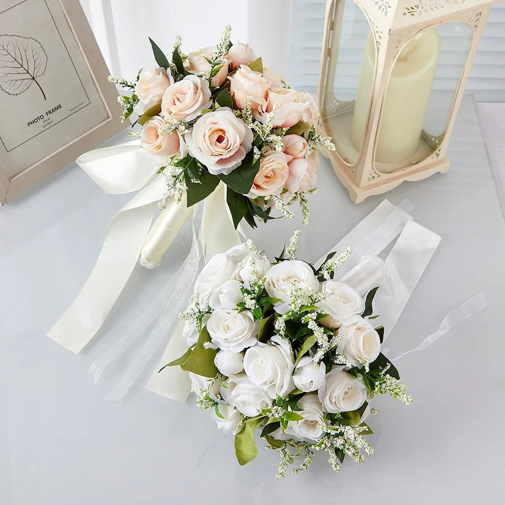 Luxury Handmade Artificial Rose Bridal Bouquet