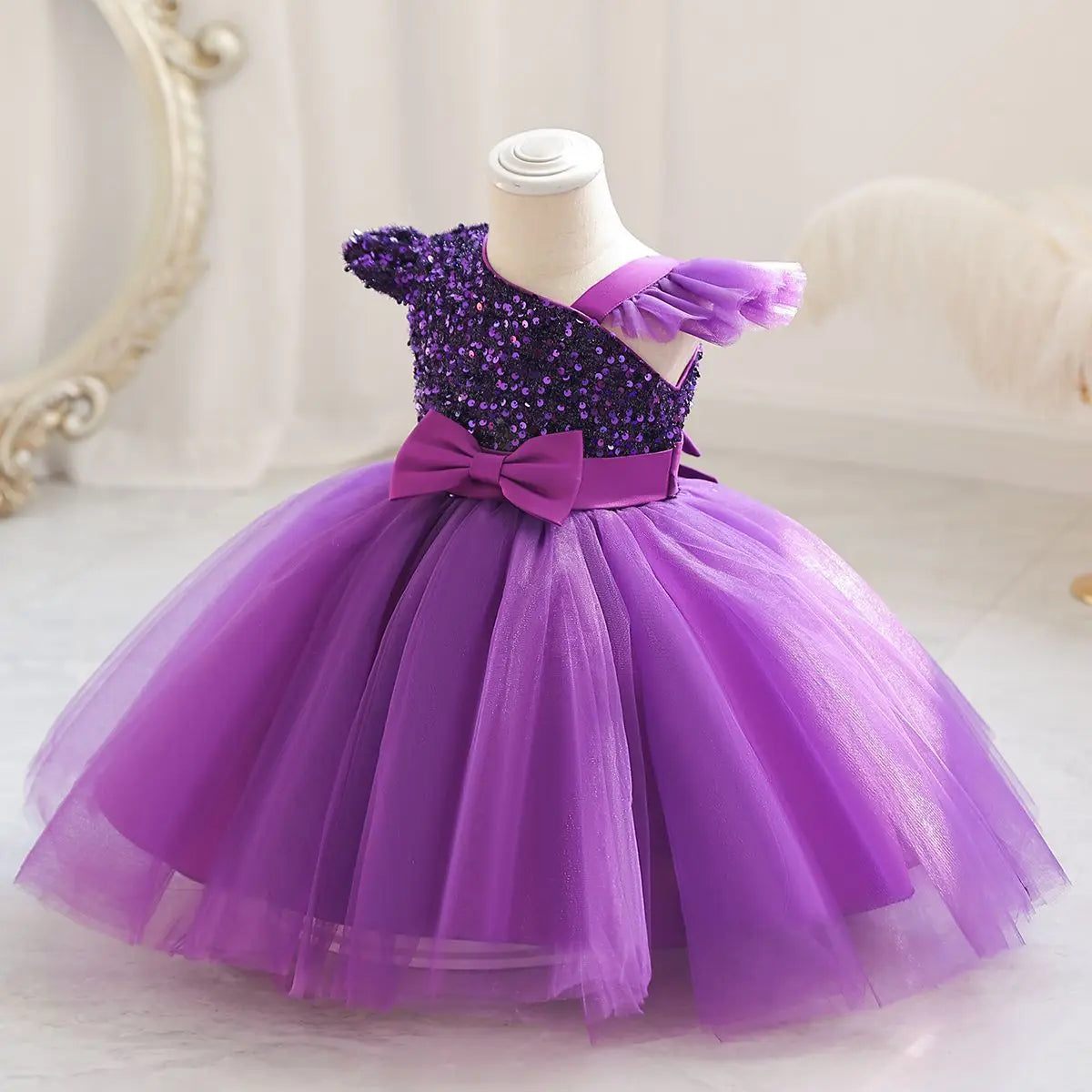 TPY0 Nouvelle Robe de Soirée Formelle en Satin avec Nœud Robe de Princesse Décontractée Printemps Filles d'Honneur Enfants Robes de Mariage