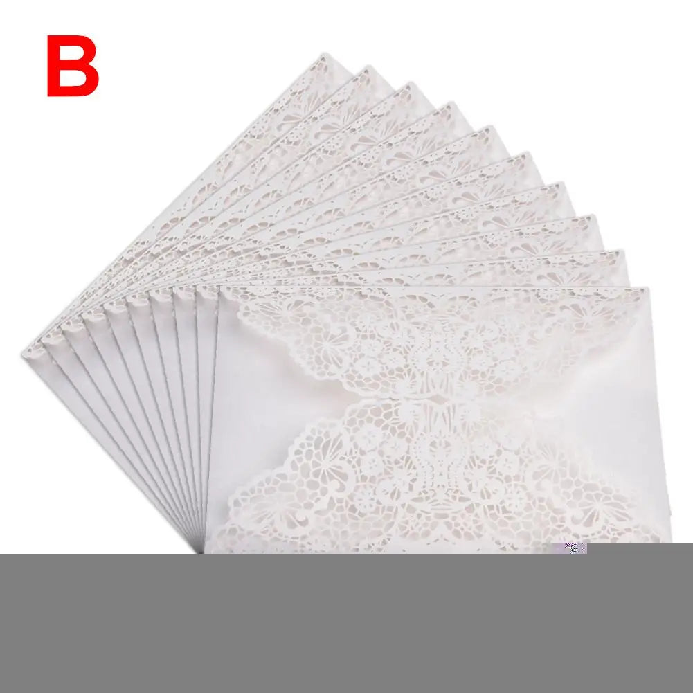 10pcs Faire-part de mariage en dentelle sculptée élégante de style européen Cartes de vœux Fournitures de fête Dropship