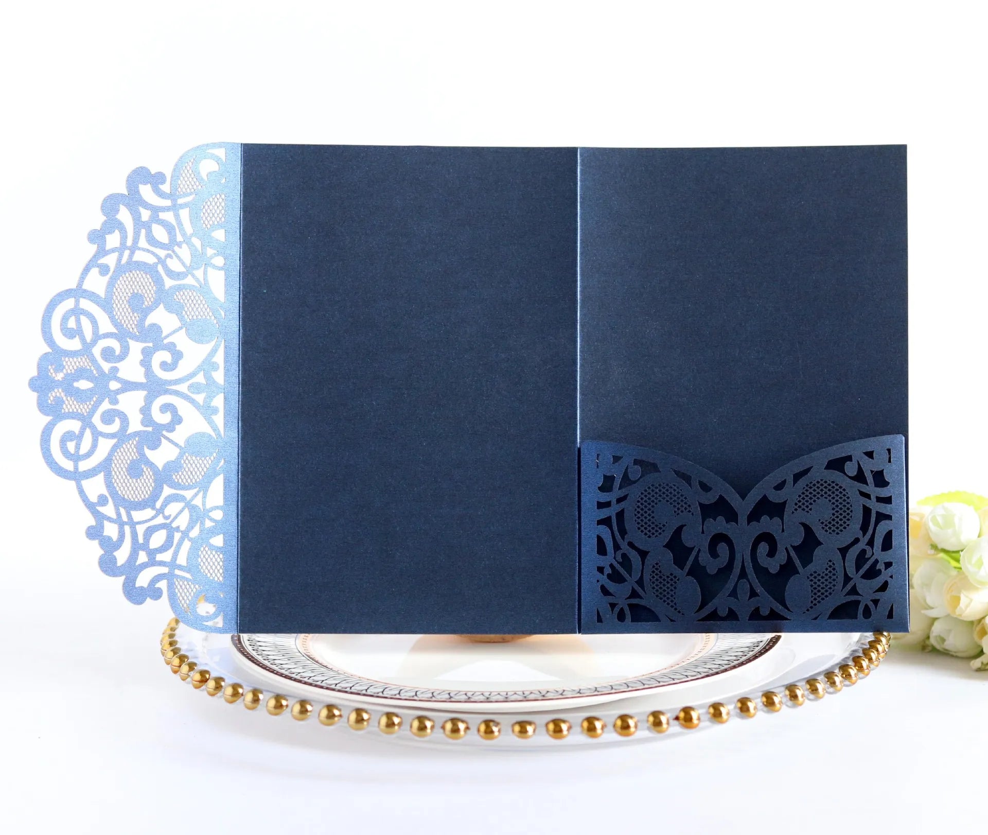 50pcs Elegant Laser Cut Wedding Invitations Card Customize Greeting Card Business With RSVP Cards Birthday Party Favor Supplies
