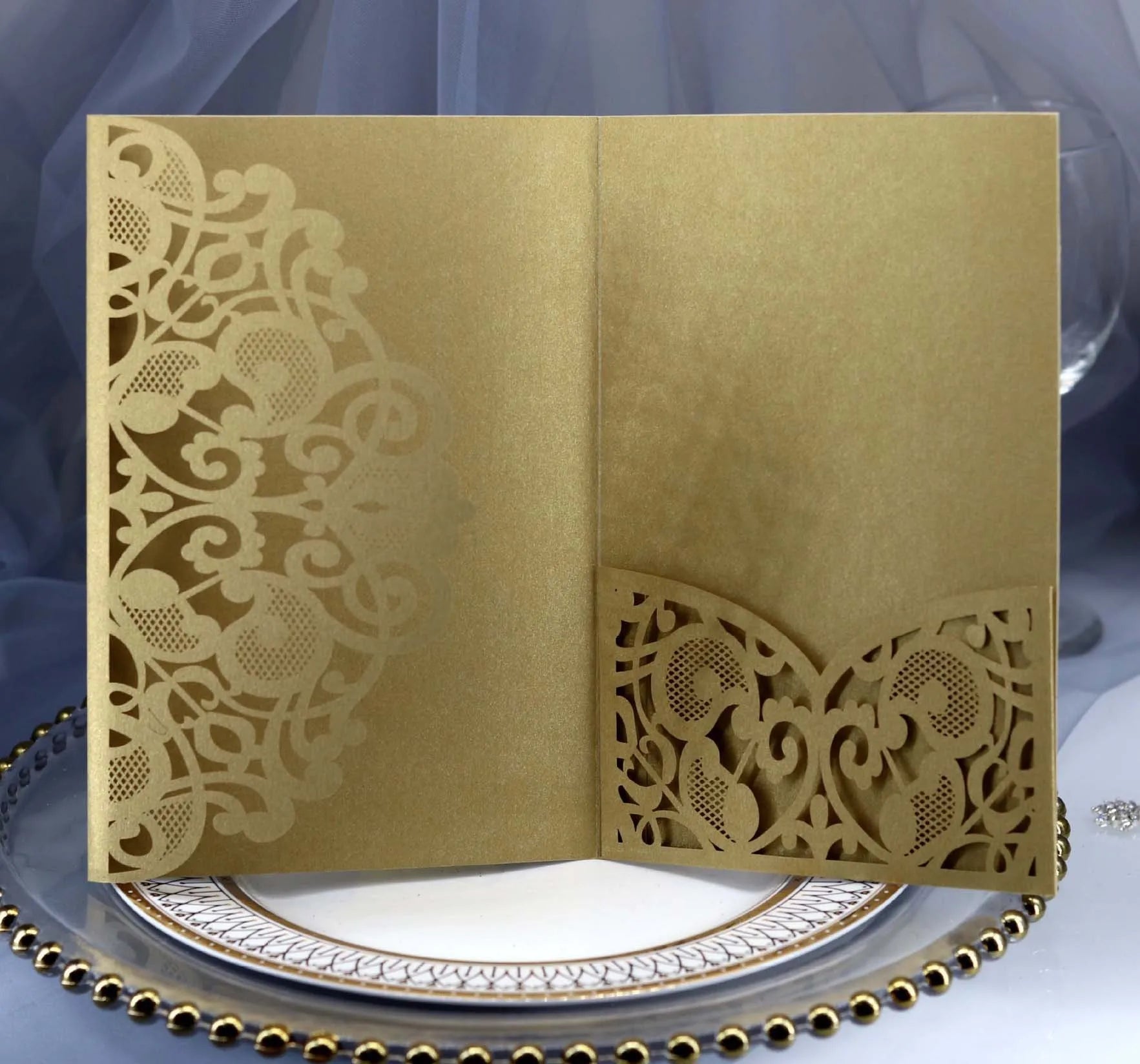 50pcs Élégantes Cartes d'invitation de mariage découpées au laser, carte de vœux personnalisable pour affaires avec cartes RSVP, fournitures de fête d'anniversaire
