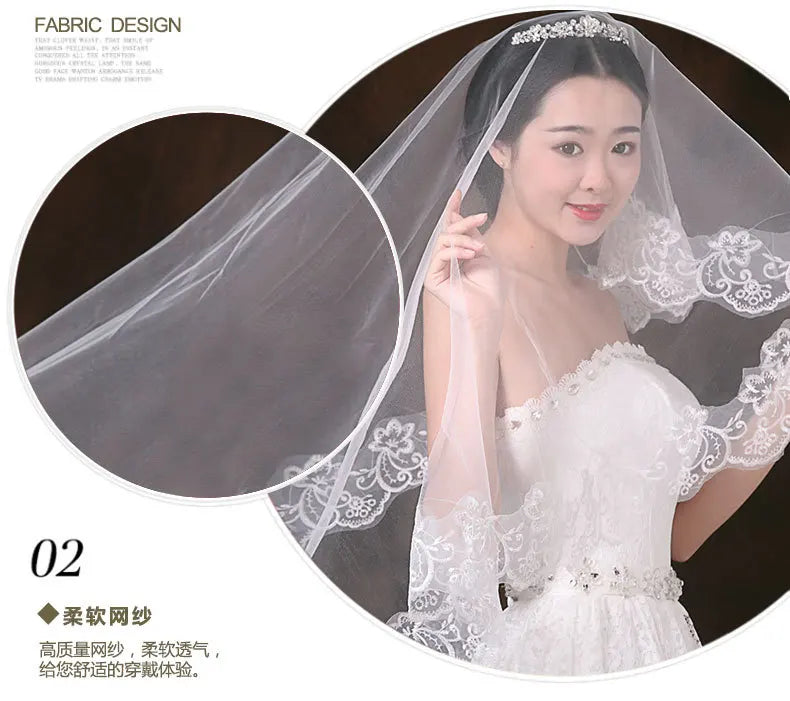 Voiles de mariée 2020 Nouveaux accessoires de mariée coude blanc ivoire rouge avec peigne appliques dentelle voiles de mariée 2020 Nouveau
