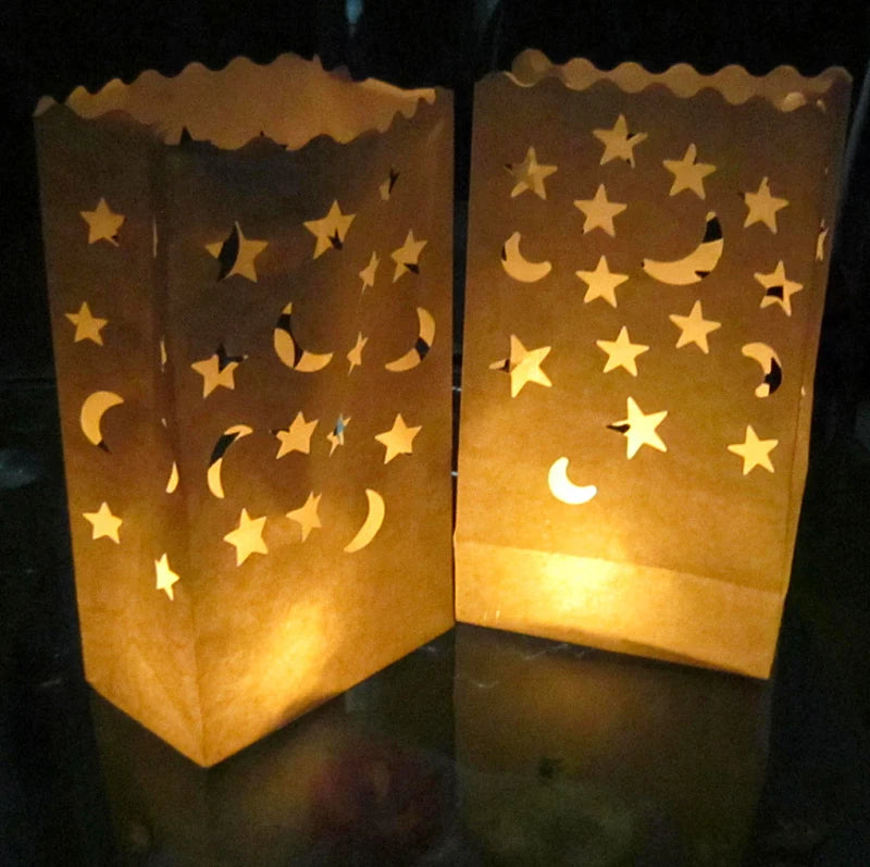 50 pièces/lot Photophore Chauffe-plat Luminaria en papier Sac à bougies pour Noël Fête de mariage en plein air Décoration Fête