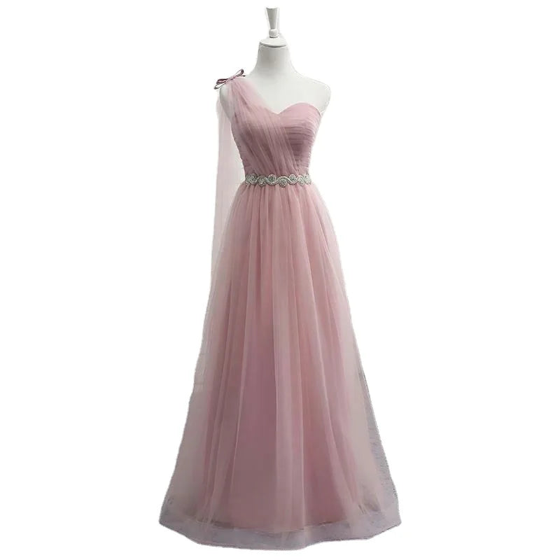 15154# Robe de Demoiselle d'honneur en Dentelle Rose Coupe Trapèze Simple sur Mesure, Divers Styles en Option, Élégante Robe de Soirée de Bal, Robe de Mariée