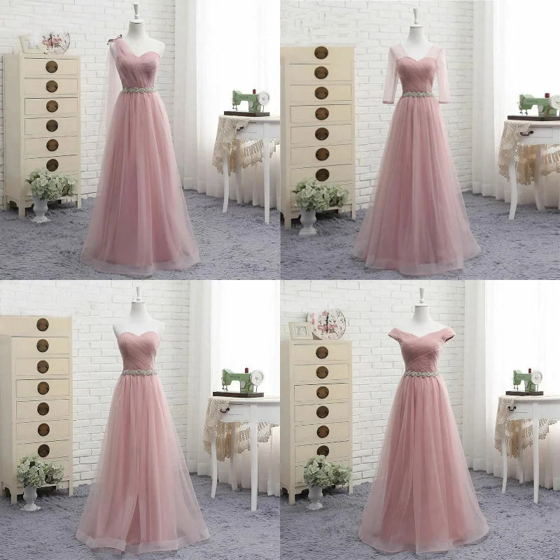 15154# Robe de Demoiselle d'honneur en Dentelle Rose Coupe Trapèze Simple sur Mesure, Divers Styles en Option, Élégante Robe de Soirée de Bal, Robe de Mariée