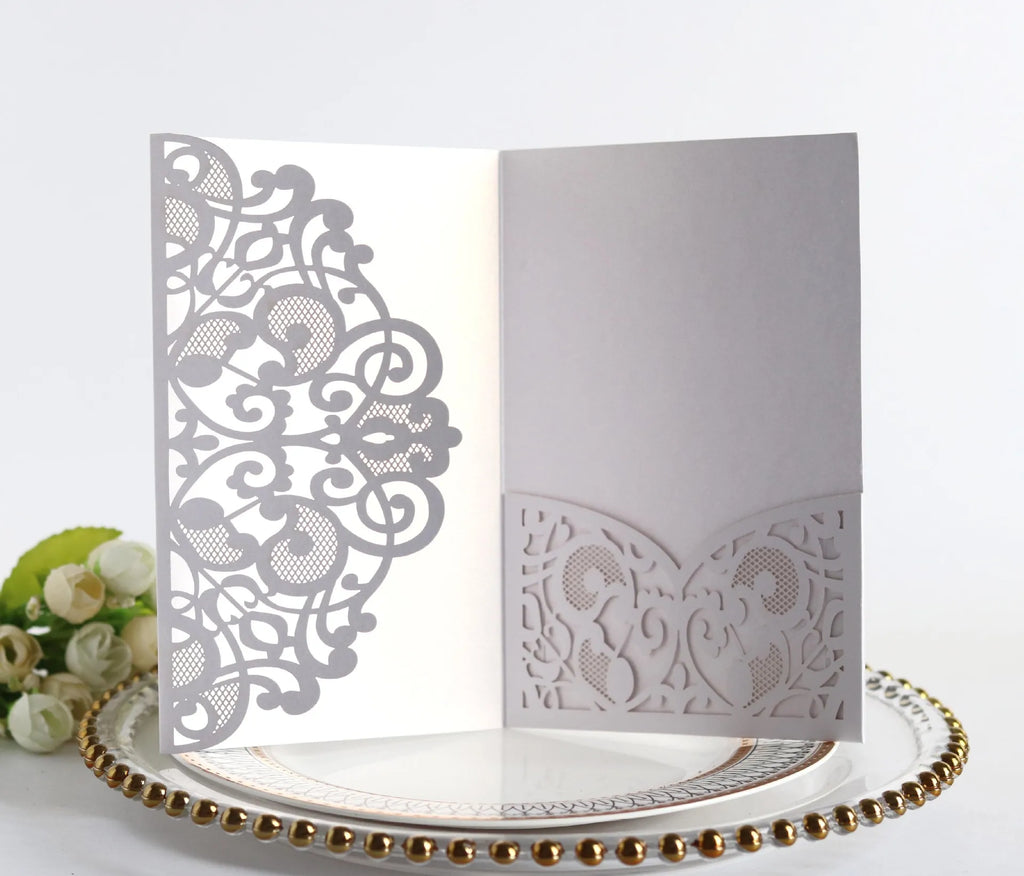 50pcs Elegant Laser Cut Wedding Invitations Card Customize Greeting Card Business With RSVP Cards Birthday Party Favor Supplies