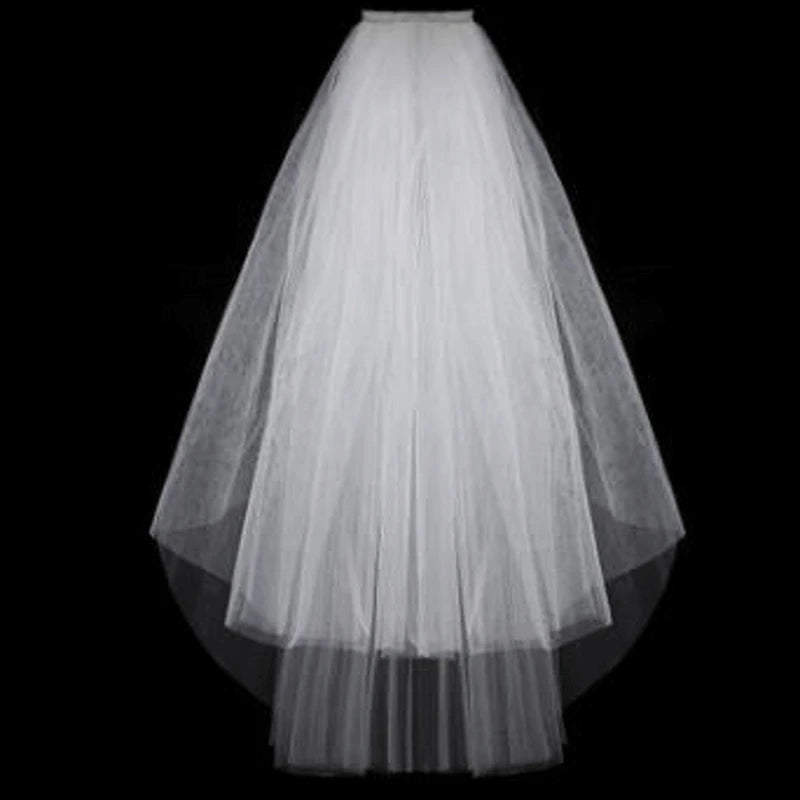 Voile de mariée tendance simple en tulle blanc ivoire, deux couches, voile de mariée pas cher, accessoires de mariée 75 cm, voiles courts pour femmes avec peigne