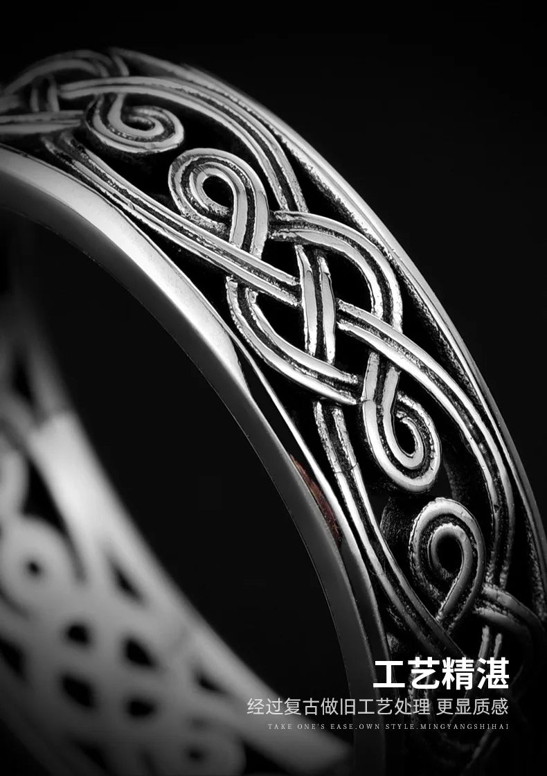 QEENKISS Bague ouverte vintage en argent sterling 925 pour homme, anniversaire, mariage, Noël, cadeau pour le marié, le père, le petit ami RG6771