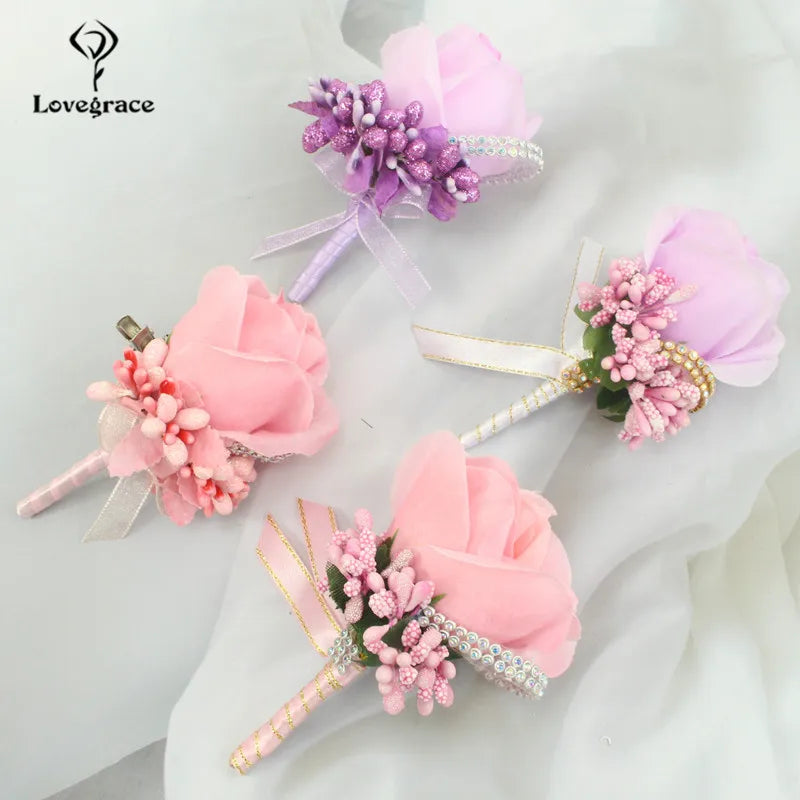 Silk Rose Boutonniere & Corsage Brooch | Groom, Groomsmen & Wedding Party