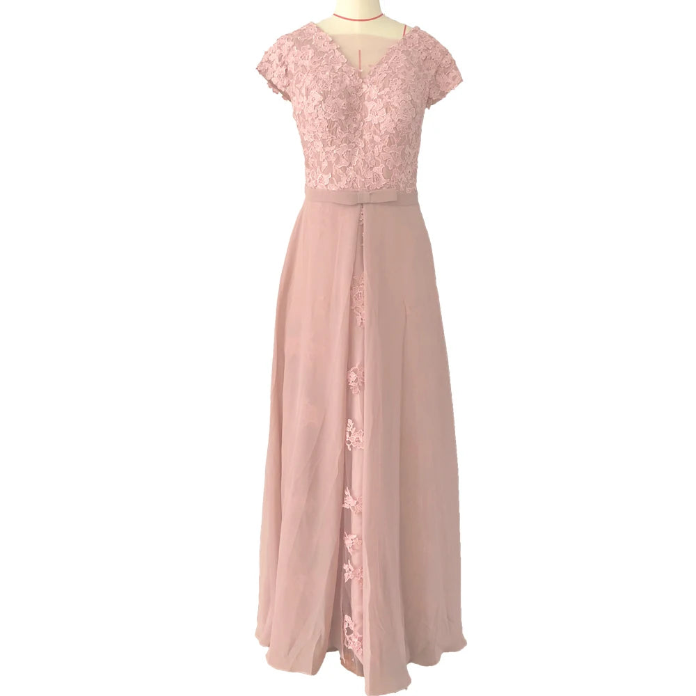 Robes courtes roses pour mère de la mariée, manches courtes, appliqués en dentelle, mousseline, vestido madre del novia, personnalisées