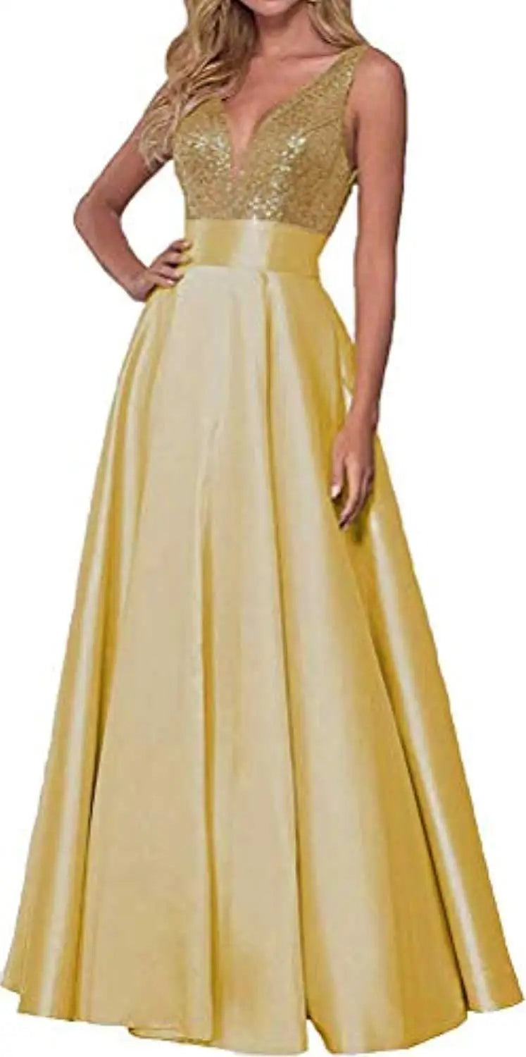 S309F Nouvelle robe de bal en sequin or rose pour demoiselle d'honneur 2025