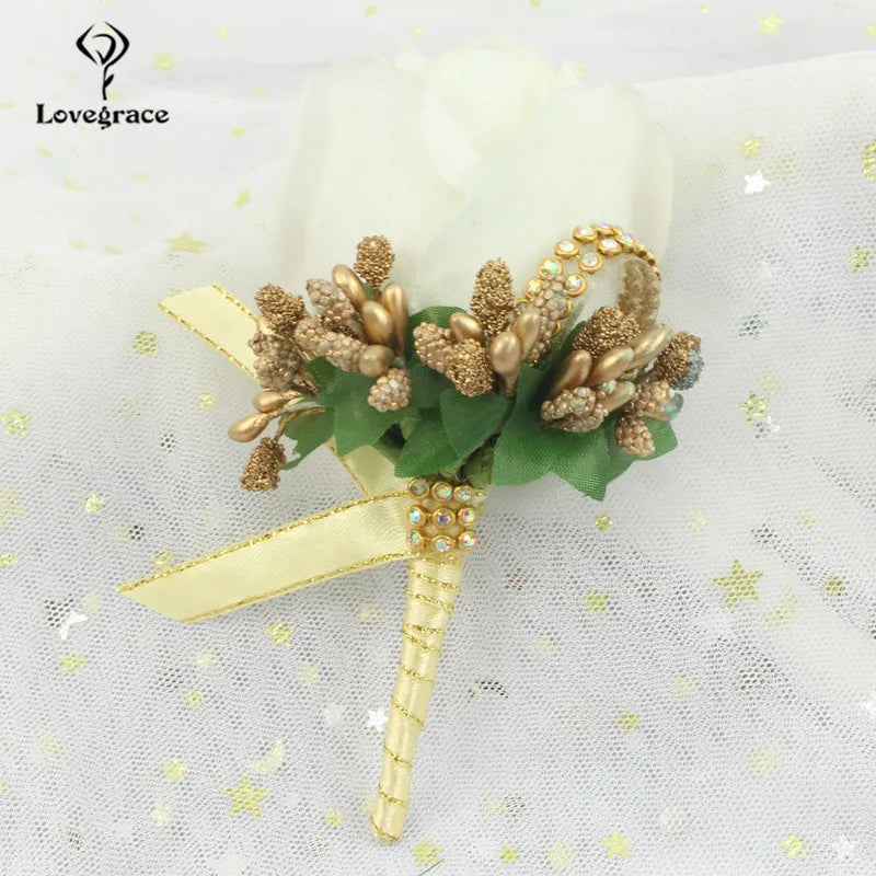 Silk Rose Boutonniere & Corsage Brooch | Groom, Groomsmen & Wedding Party