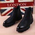 chaussures montantes en cuir véritable pour hommes, bottes Chelsea décontractées, chaussures habillées de bureau, bottes noires à plateforme, botas hombre, chaussure