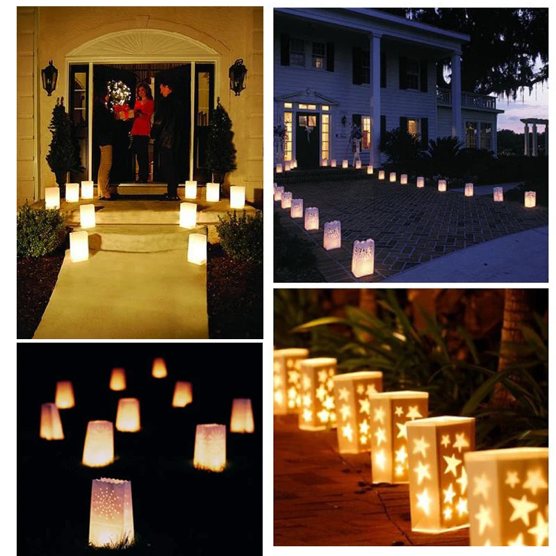 50 pièces/lot Photophore Chauffe-plat Luminaria en papier Sac à bougies pour Noël Fête de mariage en plein air Décoration Fête