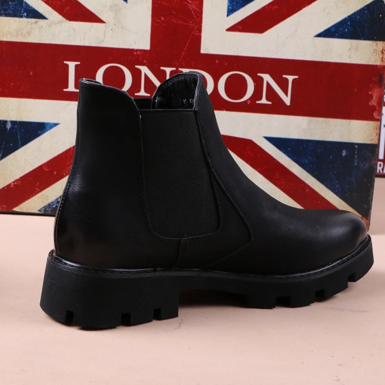 chaussures montantes en cuir véritable pour hommes, bottes Chelsea décontractées, chaussures habillées de bureau, bottes noires à plateforme, botas hombre, chaussure