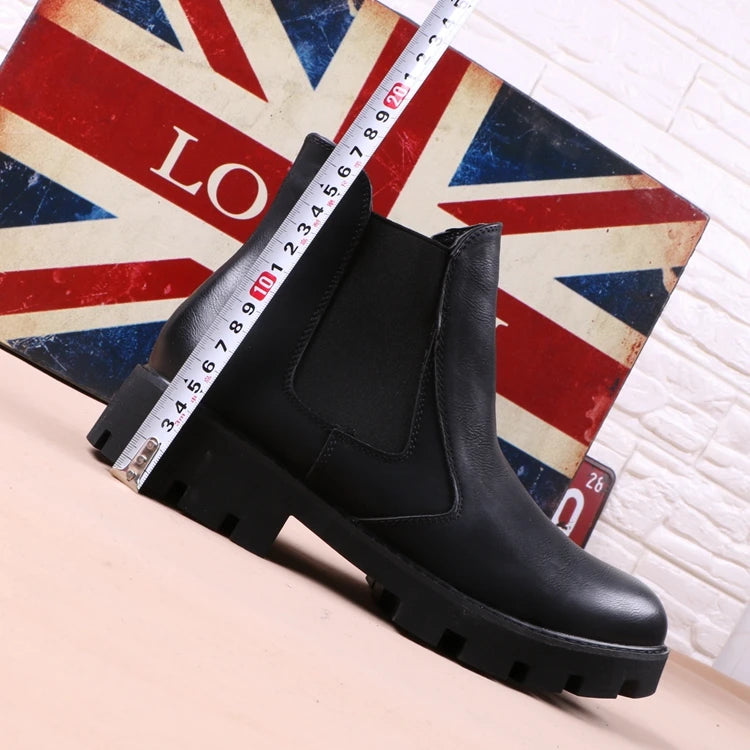 chaussures montantes en cuir véritable pour hommes, bottes Chelsea décontractées, chaussures habillées de bureau, bottes noires à plateforme, botas hombre, chaussure