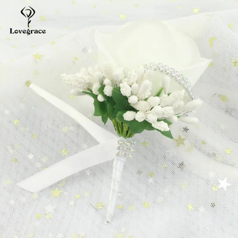 Silk Rose Boutonniere & Corsage Brooch | Groom, Groomsmen & Wedding Party