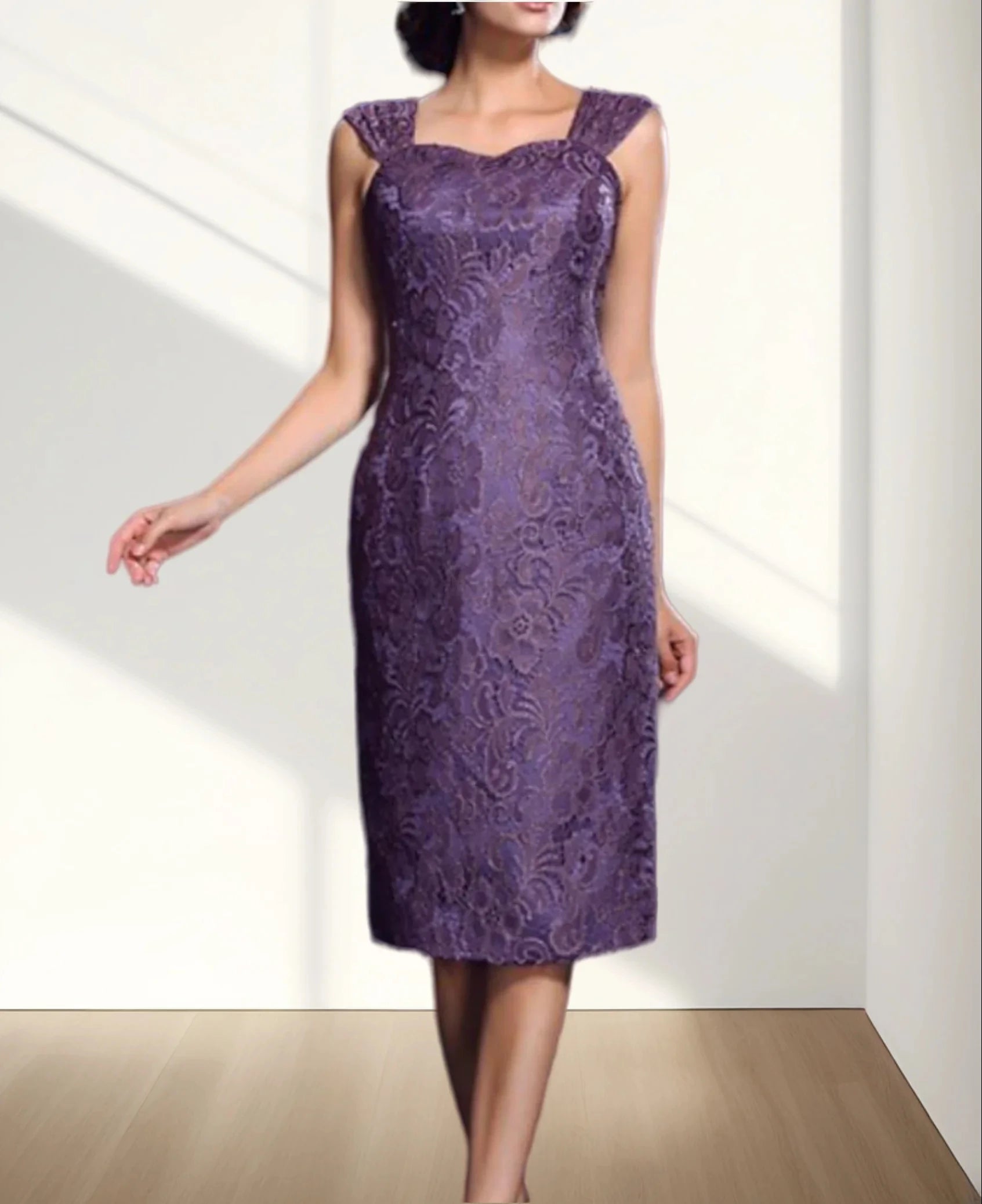 Mumuleo Mother of the Bride Dress Elegant Jewel Neck Knee Length Chiffon Long Sleeve Jacket Dresses With Lace 2024