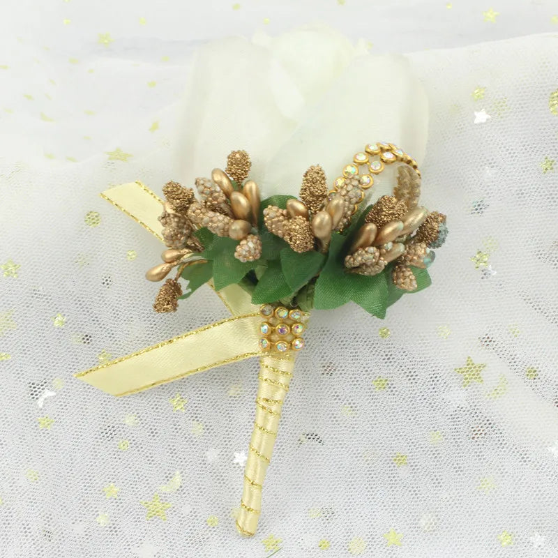 Silk Rose Boutonniere & Corsage Brooch | Groom, Groomsmen & Wedding Party