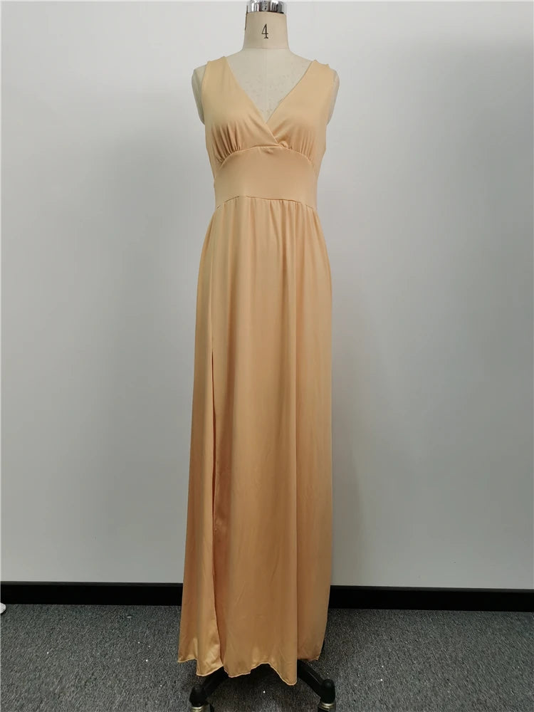 Wholesale Elegant Luxury Strap High Slit Evening Gown Floor Length Gown Formal Party Bridesmaid Dresses Wedding Dresses
