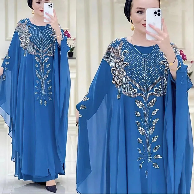 Liu Ming Wholesale Luxury Women Kaftan Islam Kimono Robe Caftan Ramadan Dubai Evening Gown Abayas Muslim Dress