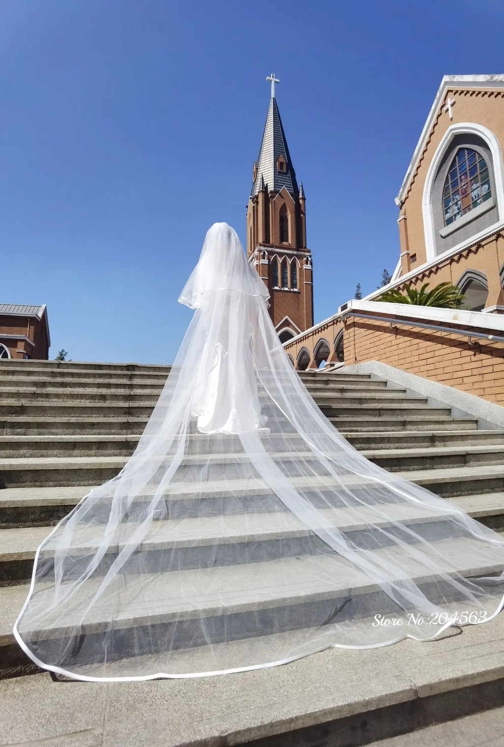 Romantic Two Layer Veil Wedding Veils with Ribbon Edge Church Veil for Bride with Comb Wedding Accessories MM