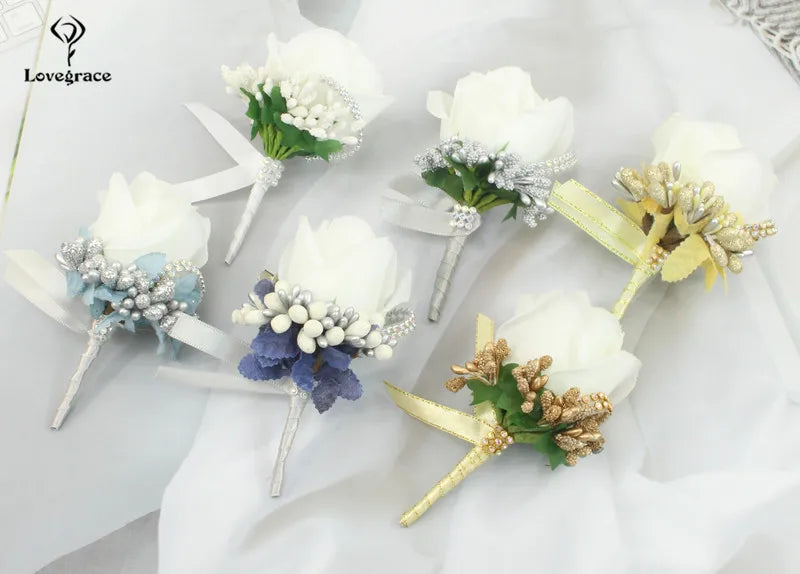 Silk Rose Boutonniere & Corsage Brooch | Groom, Groomsmen & Wedding Party