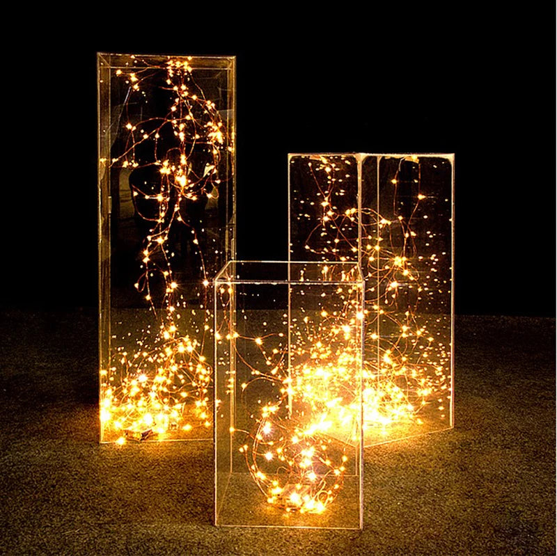 Elegant Clear Acrylic Rectangular Tall Flower Stand for Wedding & Party Romantic Style Home Decorations Supplies Carton Packing