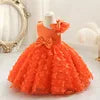 TPY0 Nouvelle Robe de Soirée Formelle en Satin avec Nœud Robe de Princesse Décontractée Printemps Filles d'Honneur Enfants Robes de Mariage