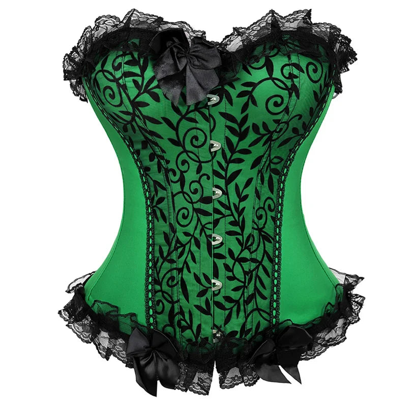 Corset vintage à lacets Overbust avec bustier en strass et satin disponible en grandes tailles