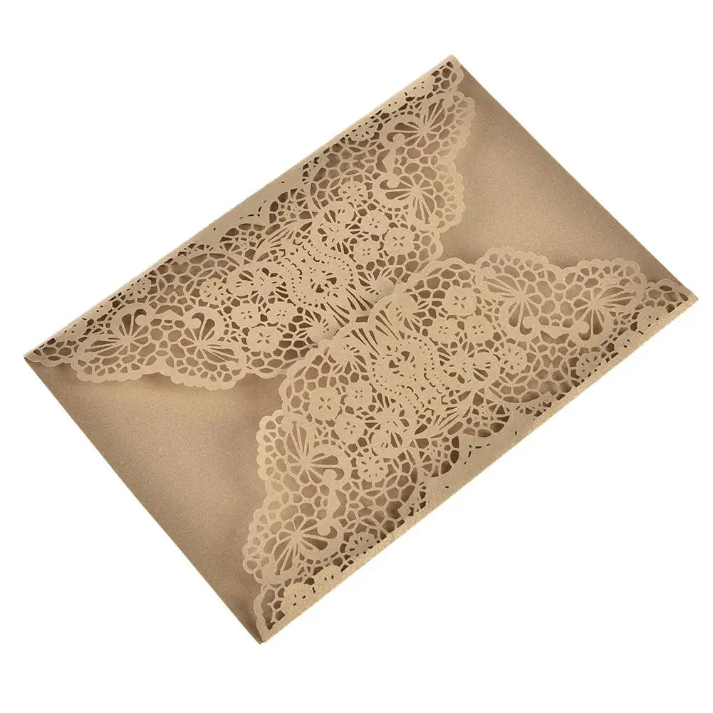 10pcs Faire-part de mariage en dentelle sculptée élégante de style européen Cartes de vœux Fournitures de fête Dropship