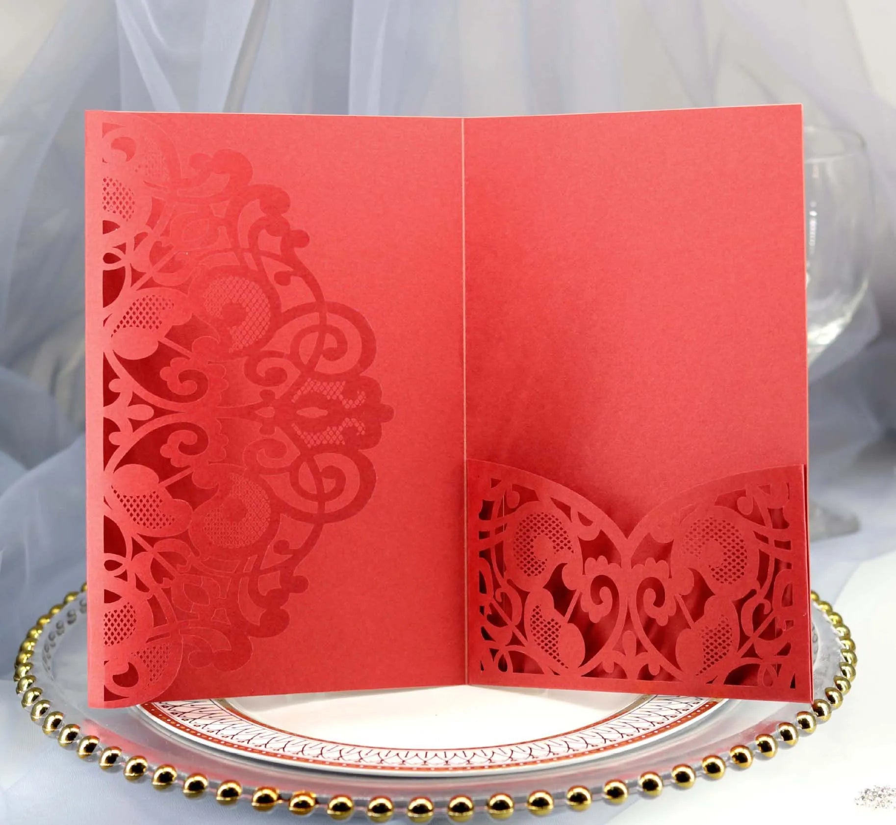 50pcs Élégantes Cartes d'invitation de mariage découpées au laser, carte de vœux personnalisable pour affaires avec cartes RSVP, fournitures de fête d'anniversaire