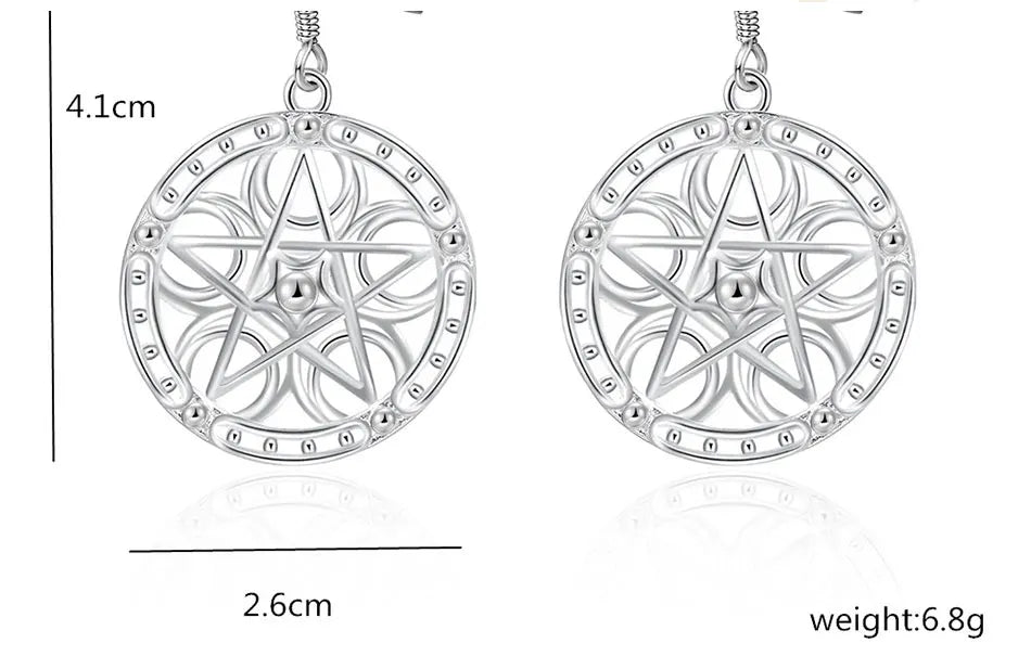 DOTEFFIL Boucles d'oreilles pendantes rondes étoiles en argent sterling 925 pour femmes, mariage, fiançailles, soirée, bijoux de mode