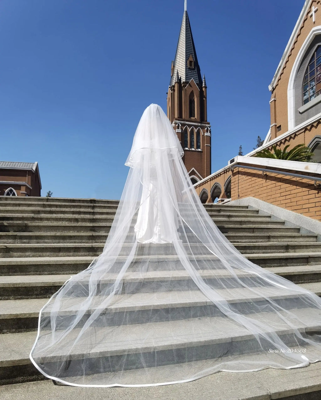 Romantic Two Layer Veil Wedding Veils with Ribbon Edge Church Veil for Bride with Comb Wedding Accessories MM