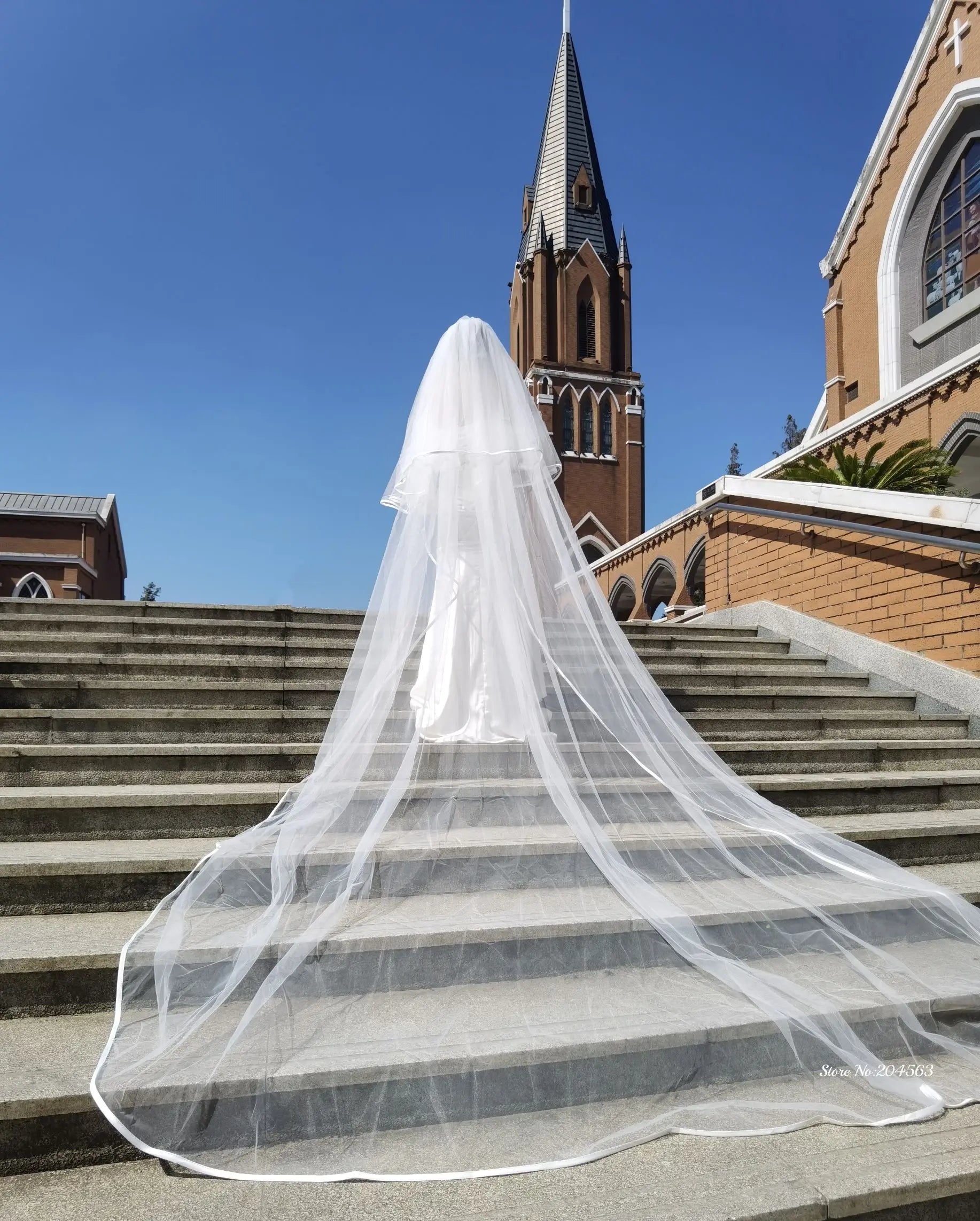 Romantic Two Layer Veil Wedding Veils with Ribbon Edge Church Veil for Bride with Comb Wedding Accessories MM