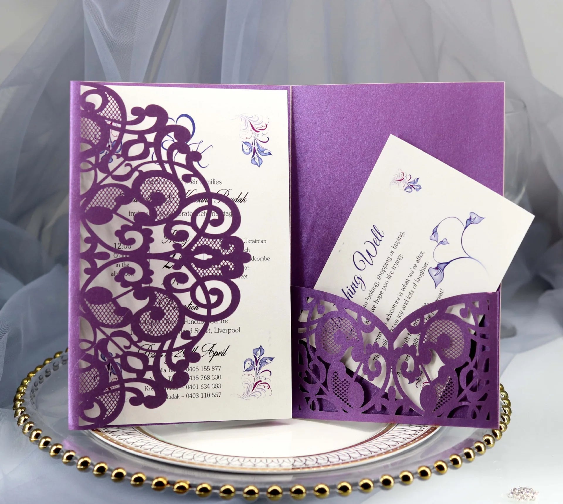 50pcs Elegant Laser Cut Wedding Invitations Card Customize Greeting Card Business With RSVP Cards Birthday Party Favor Supplies