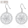 DOTEFFIL Boucles d'oreilles pendantes rondes étoiles en argent sterling 925 pour femmes, mariage, fiançailles, soirée, bijoux de mode