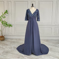 Photos réelles Robe de mariée en mousseline de haute qualité pour mère de la mariée, élégante, pour femme, demi-manches, perles, dentelle, robe de soirée