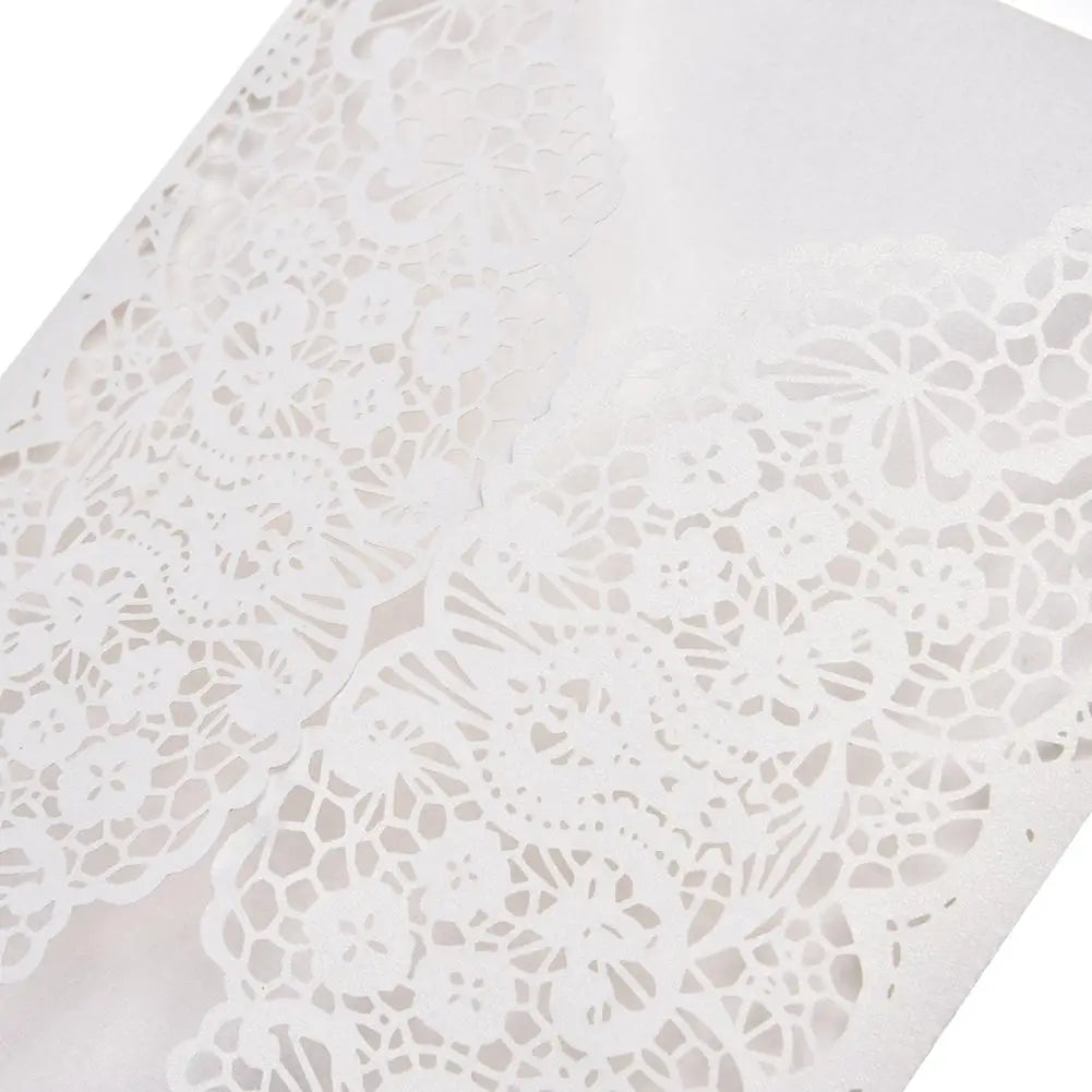 10pcs Faire-part de mariage en dentelle sculptée élégante de style européen Cartes de vœux Fournitures de fête Dropship