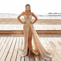 S4133F    2025 Nouvelle robe de soirée élégante de haute qualité avec bretelles et fente haute