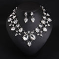Parure de mariée collier et boucles d'oreilles en verre et pierres — Bijoux de mariage plaqué or
