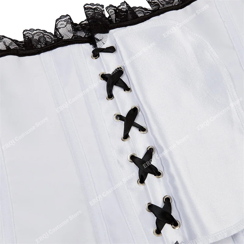 Corset vintage à lacets Overbust avec bustier en strass et satin disponible en grandes tailles