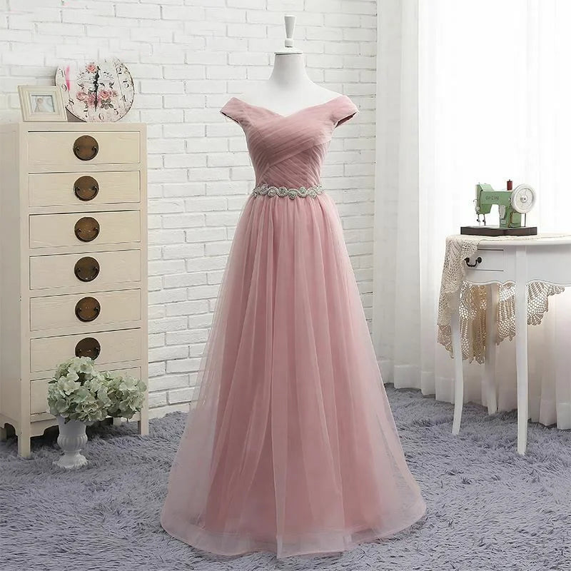 15154# Robe de Demoiselle d'honneur en Dentelle Rose Coupe Trapèze Simple sur Mesure, Divers Styles en Option, Élégante Robe de Soirée de Bal, Robe de Mariée