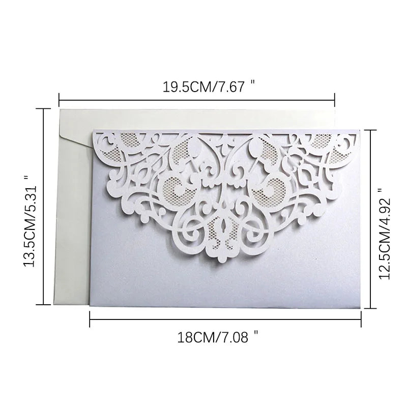 50pcs Elegant Laser Cut Wedding Invitations Card Customize Greeting Card Business With RSVP Cards Birthday Party Favor Supplies