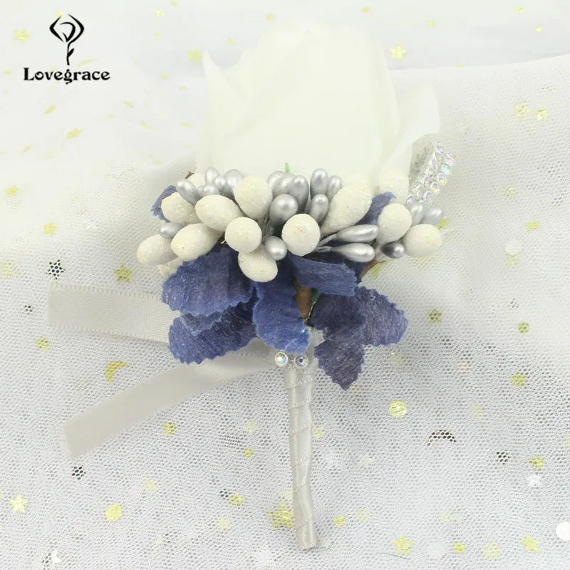Silk Rose Boutonniere & Corsage Brooch | Groom, Groomsmen & Wedding Party