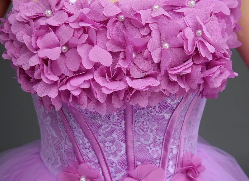Nouvelle Robe de Bal de Printemps en Dentelle Florale, Robe de Mariée Bouffante Princesse Violette